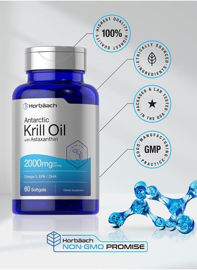 Horbaach Horbaach Antarctic Krill Oil 2000mg | 60 Softgel Capsules | Omega-3, EPA, DHA Supplement | with Astaxanthin | Non-GMO, Gluten Free  - Image 5