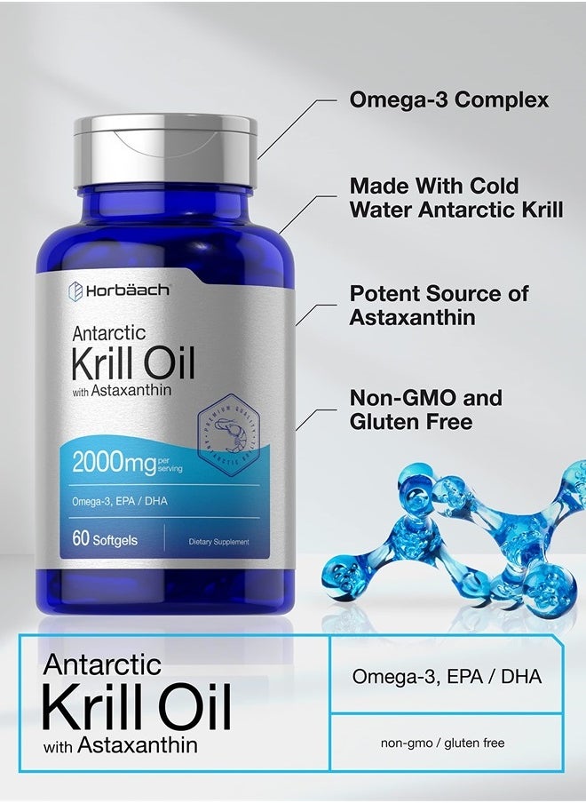 Horbaach Horbaach Antarctic Krill Oil 2000mg | 60 Softgel Capsules | Omega-3, EPA, DHA Supplement | with Astaxanthin | Non-GMO, Gluten Free  - Image 3