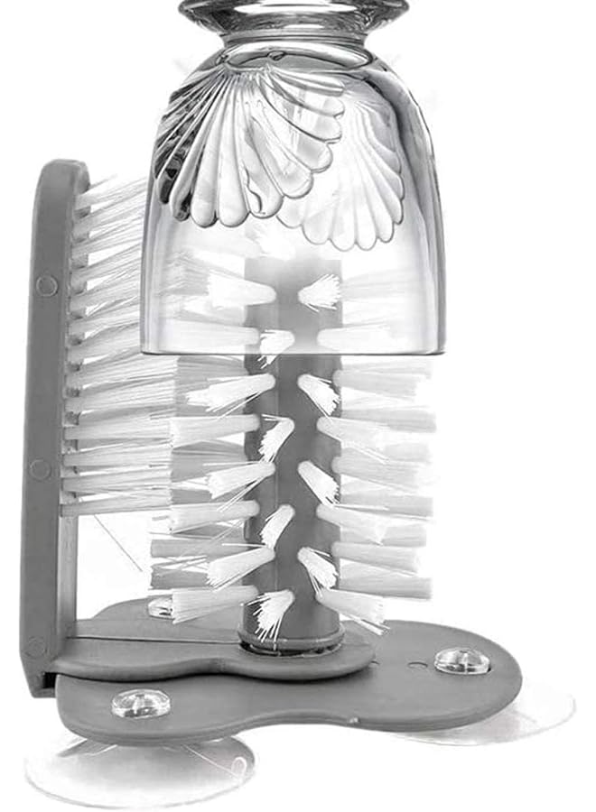 Bingcute Glass Washer With Double Sided Brush Glass Cup Brush Cleaner With Suction Cups Standing Glass Bottle Cup Cleaner For Kitchen Sink Washing Cleaning Tools - Image 1