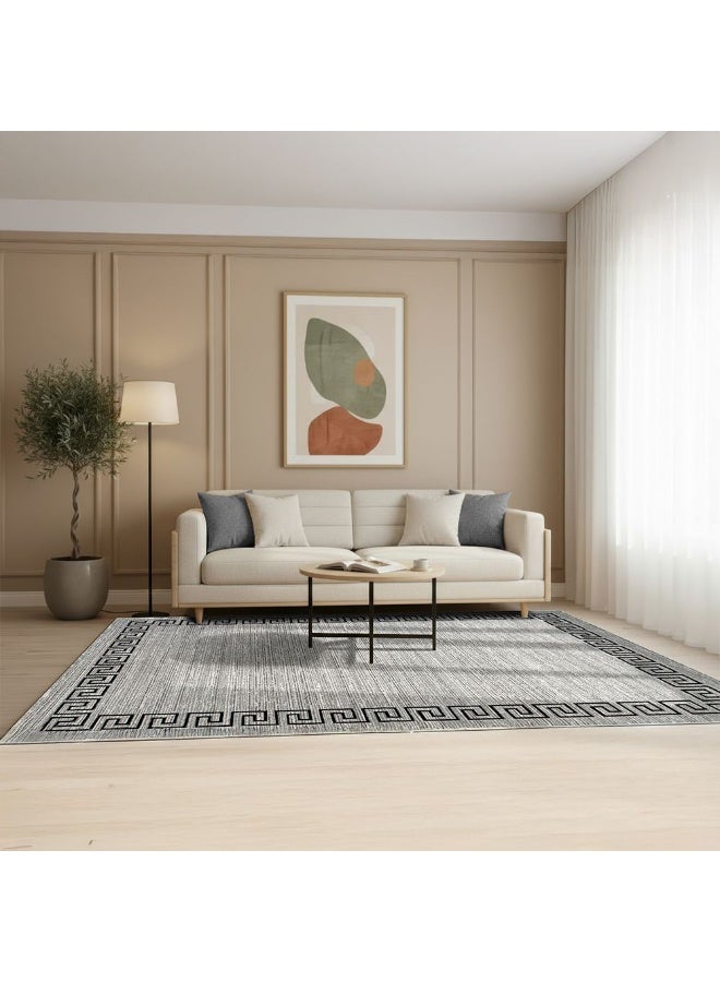 DANUBE HOME Harmony Contemporary Rug  | Washable Contemporary Rugs Style | Polypropylene + Polyester Area Rug Floor Covering | Indoor Carpet For Living Room Dining Bedroom 240X340cm-Grey - Image 2