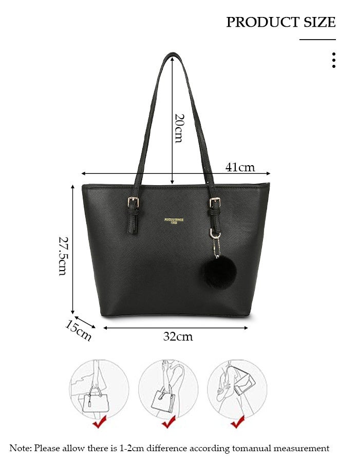 DUNISO Women's Shoulder Laptop Tote Bag Faux Leather Handbag For Women Large Capacity Bucket Bag Fashionable Travel Messenger Bag Shoulder Bag For Ladies Girls College Students - Image 2