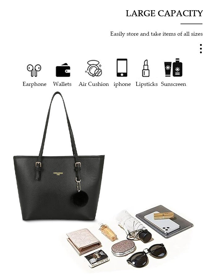 DUNISO Women's Shoulder Laptop Tote Bag Faux Leather Handbag For Women Large Capacity Bucket Bag Fashionable Travel Messenger Bag Shoulder Bag For Ladies Girls College Students - Image 4