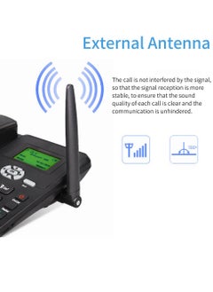 Generic Cordless Phone Desktop Telephone Support GSM 850/900/1800/1900MHZ Dual SIM Card 2G Fixed Wireless Phone with Antenna Radio Alarm Clock Funtion for House Home Call Center Office Company Hotel  - Image 5
