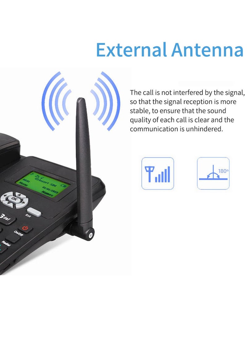 Generic - Cordless Phone Desktop Telephone Support GSM 850/900/1800/1900MHZ Dual SIM Card 2G Fixed Wireless Phone with Antenna Radio Alarm Clock Funtion for House Home Call Center Office Company Hotel - Image 1