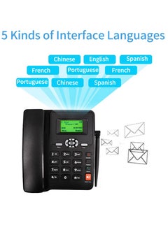 Generic Cordless Phone Desktop Telephone Support GSM 850/900/1800/1900MHZ Dual SIM Card 2G Fixed Wireless Phone with Antenna Radio Alarm Clock Funtion for House Home Call Center Office Company Hotel  - Image 4