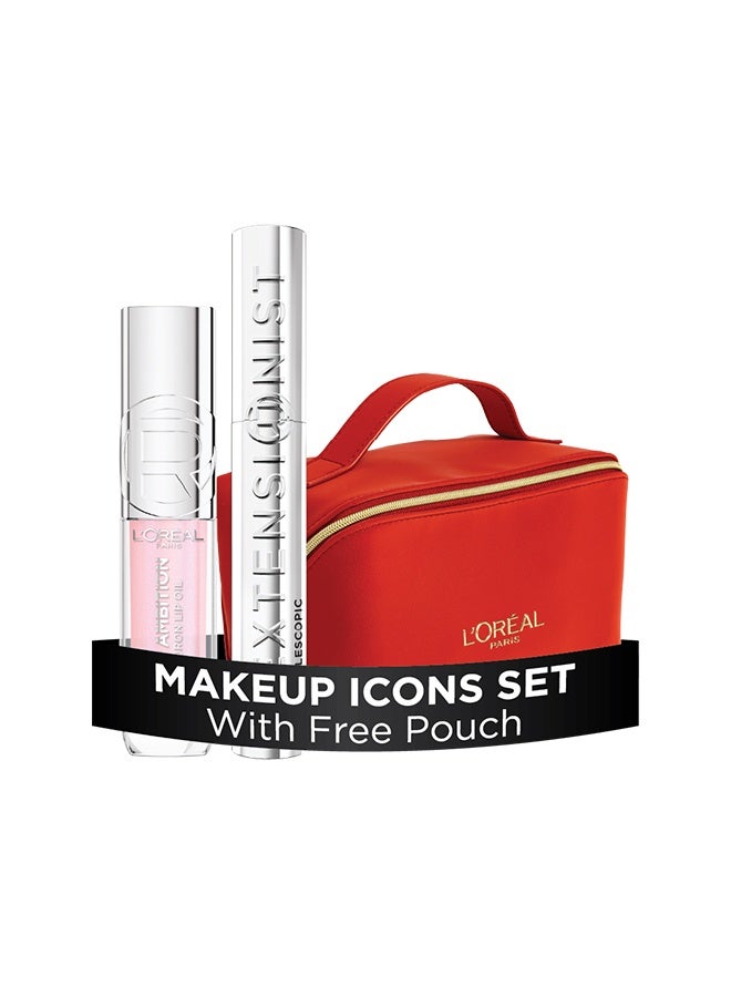 L'OREAL PARIS L’Oréal Paris Extensionist Mascara, Exceptional Length & Eyelash Extension Effect & L’Oréal Paris Plump Ambition Hyaluron Lip Oil, Plumping Lip Oil With Hyaluronic Acid and Tripeptides for 24H Hydrated Lip, 5ml, Cristal Clear 101 Bundle - Image 1