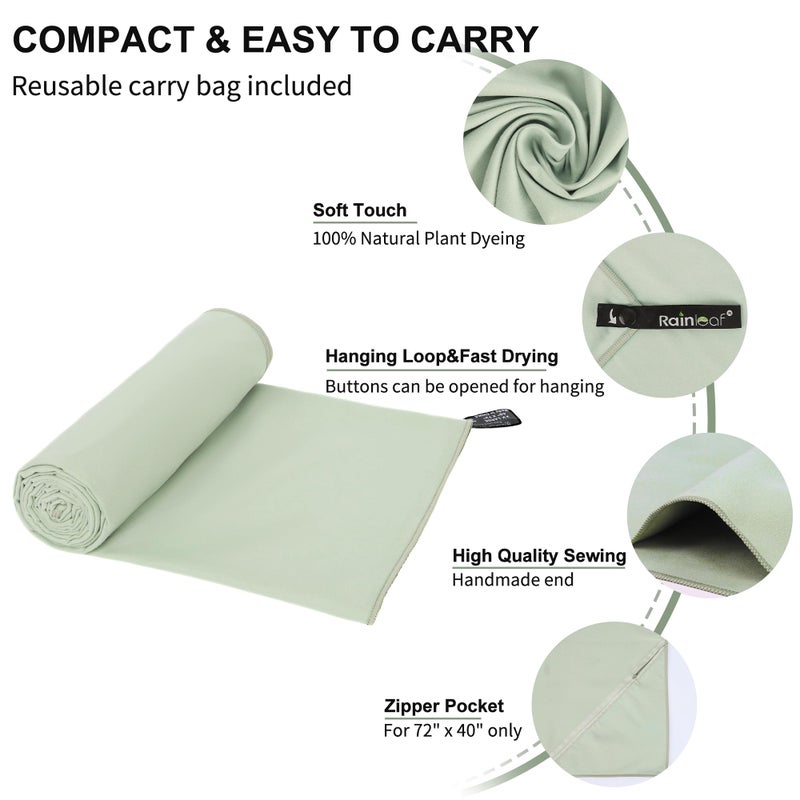 Rainleaf Microfiber Towel Perfect Travel & Gym & Camping Towel. Quick Dry - Super Absorbent - Ultra Compact - Lightweight. Suitable for Trip, Beach, Shower, Backpacking, Pool - Image 3