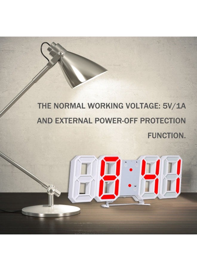 3D Digital Alarm Clock for Bedrooms, LED Display Digital Wall Clock with 12/24 Hour Date Temperature Display Dimmable Time Memory, Creative Digital Clock for Bedroom Kitchen Office