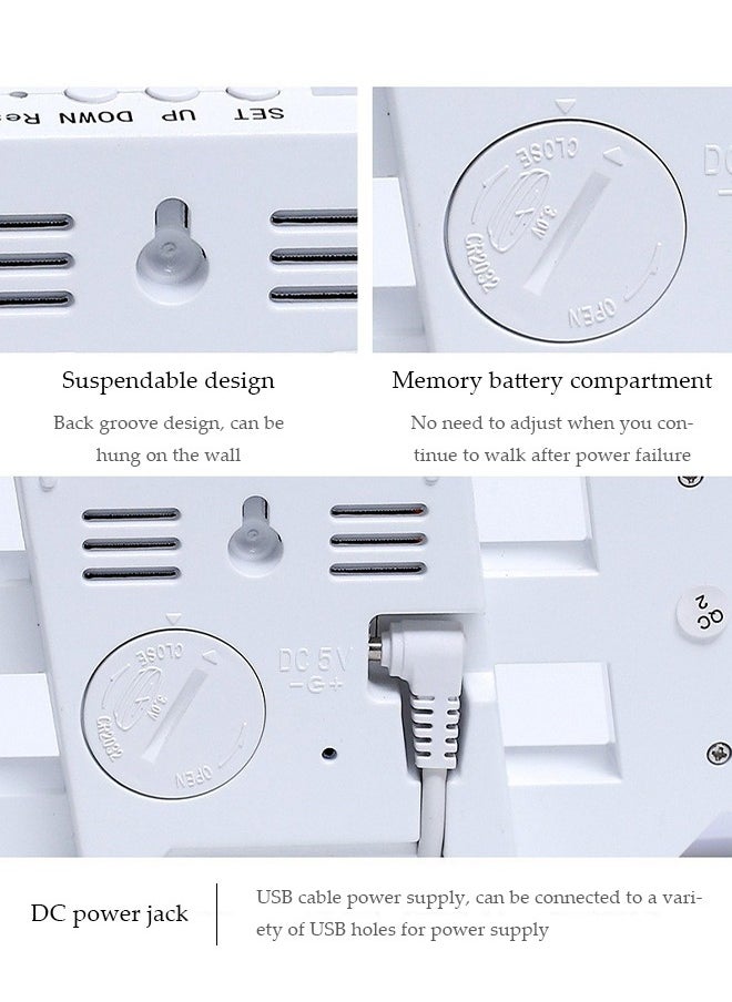 3D Digital Alarm Clock for Bedrooms, LED Display Digital Wall Clock with 12/24 Hour Date Temperature Display Dimmable Time Memory, Creative Digital Clock for Bedroom Kitchen Office