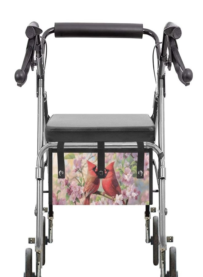 سلة مشاية Uorisanigo Cardinal Bird Floral للمشايات القابلة للطي والتدحرج، تُوضع أسفل مقعد المشاية، ملحقات حقيبة مشاية ذات سعة كبيرة للمشايات ذات الأربع عجلات لكبار السن - Image 2