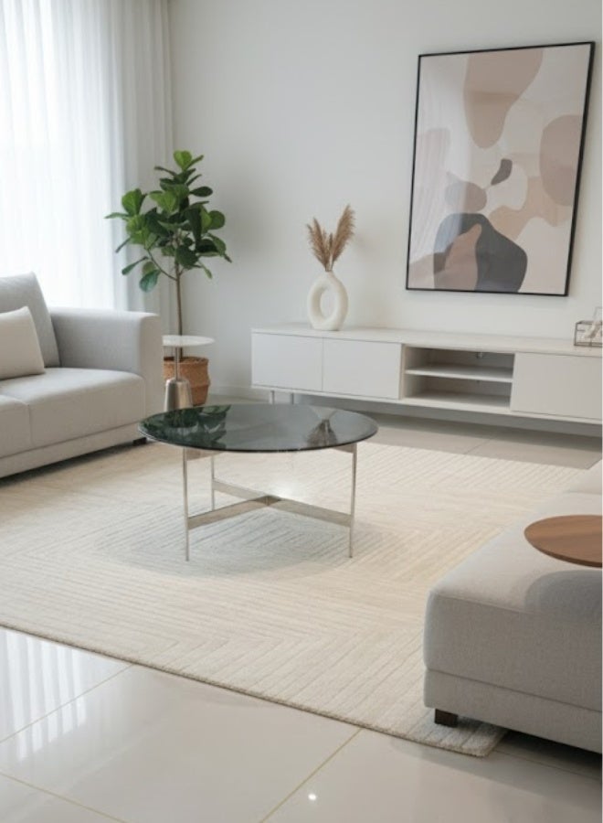 Neo Front Corner Table with European Gray Transparent Tempered Glass and Artistic Modeling Mirror Stainless Steel FS920 70*41 cm - Image 4