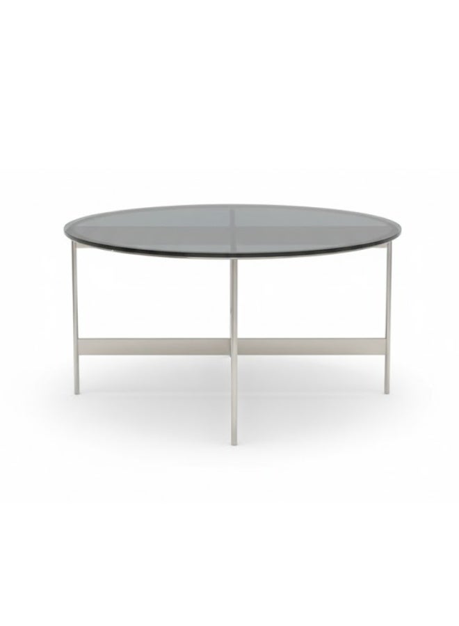 Neo Front Corner Table with European Gray Transparent Tempered Glass and Artistic Modeling Mirror Stainless Steel FS920 70*41 cm - Image 5