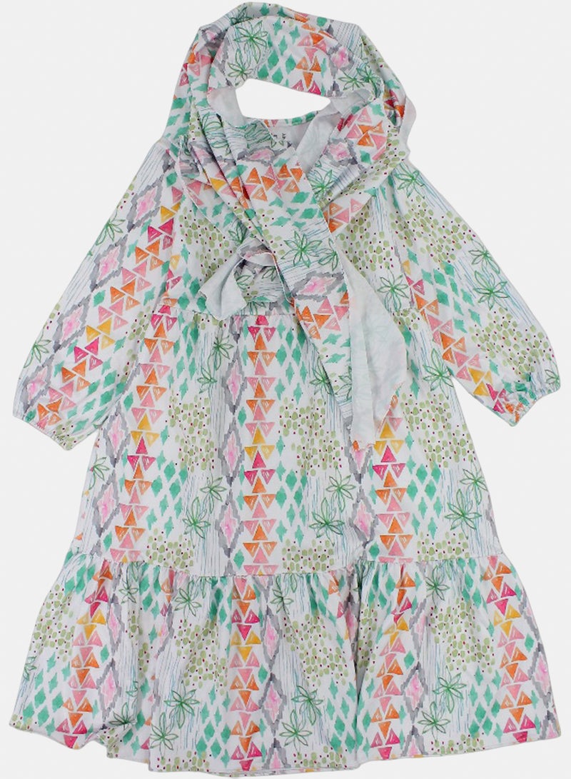 Girls Cotton Patterned Isdal – Off-White