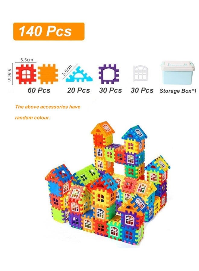 Hanayo 140 Pcs Building Blocks Toys Colorful Interlocking Building Blocks Toy with Storage Box Educational Toys for Kids Creative Activity Games Gift(Multicolour) - Image 2