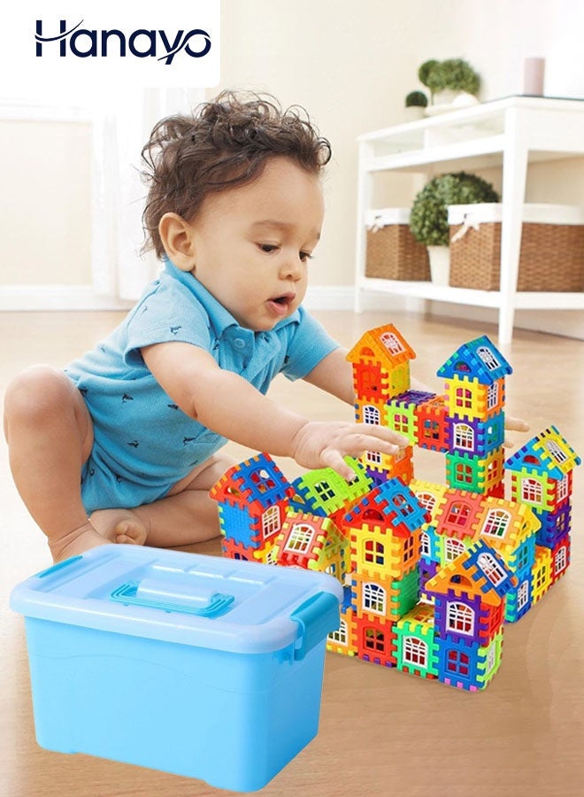 Hanayo 140 Pcs Building Blocks Toys Colorful Interlocking Building Blocks Toy with Storage Box Educational Toys for Kids Creative Activity Games Gift(Multicolour) - Image 1
