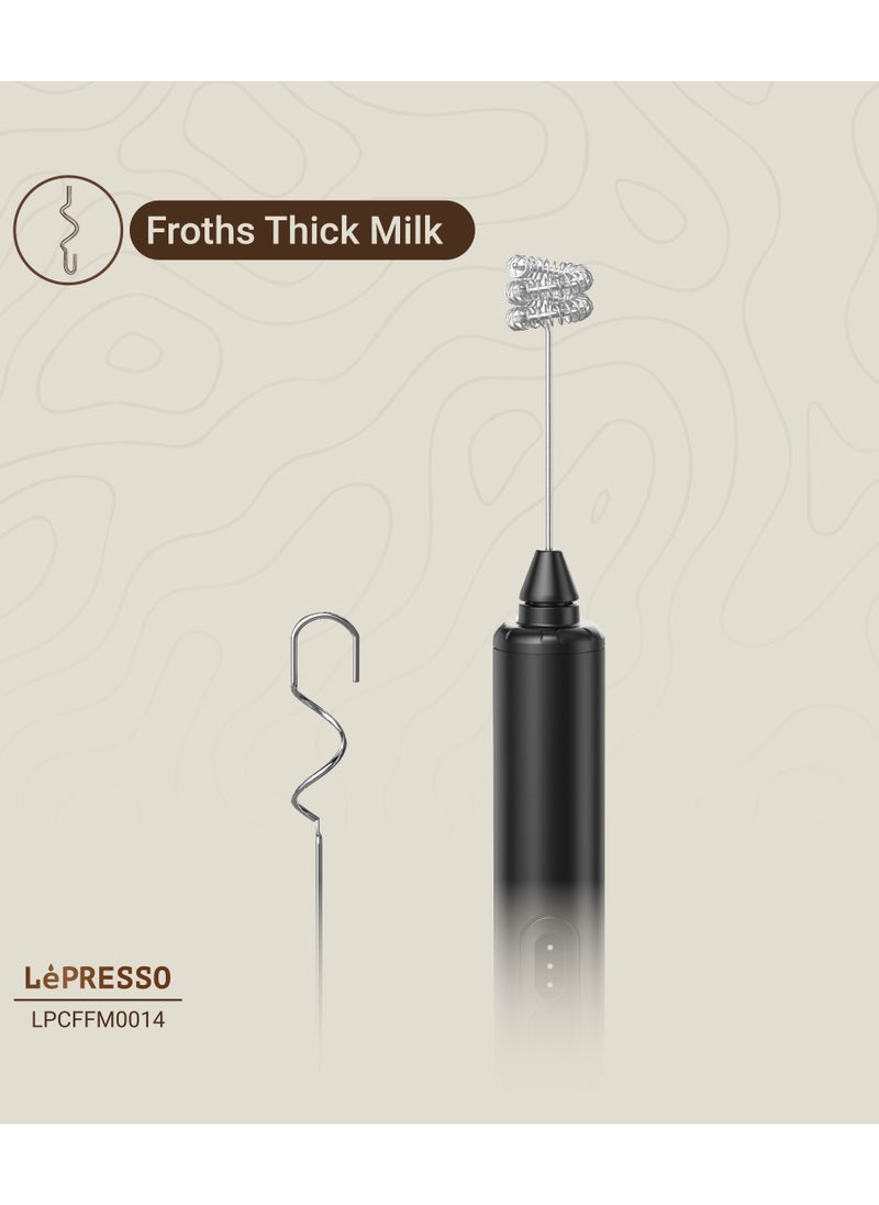 LePRESSO - 3IN1 Milk Frother with Interchangeable Whisks / Mixes Batter & Sauce / Whips Cream & Eggs / 3 Speed Levels / Quick Frothing - Black - Image 1