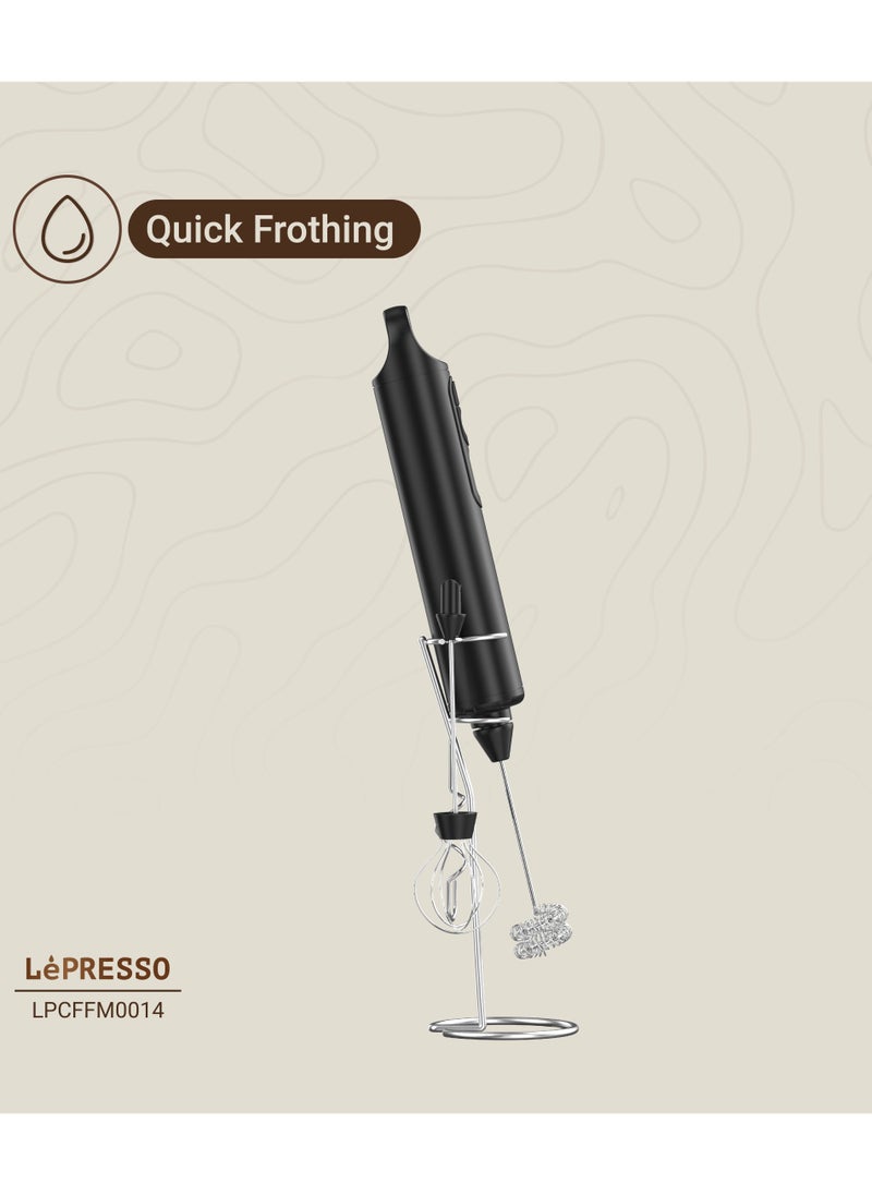 LePRESSO - 3IN1 Milk Frother with Interchangeable Whisks / Mixes Batter & Sauce / Whips Cream & Eggs / 3 Speed Levels / Quick Frothing - Black - Image 1