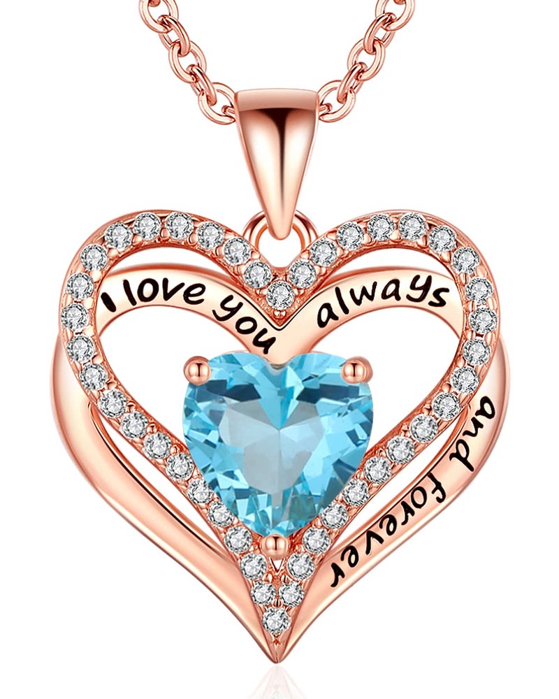 Gifon S925 Sterling Silver Necklace for Women, Jewelry for Wife Girlfriend Anniversary, Mom Birthday Christmas Gifts Necklaces, Daughter Heart Love Jewel, Gift for Her, Mar - Image 1