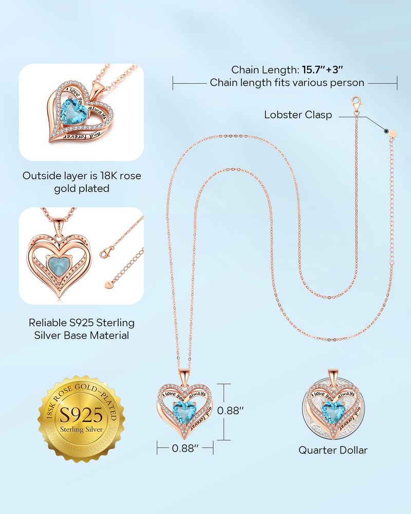 Gifon S925 Sterling Silver Necklace for Women, Jewelry for Wife Girlfriend Anniversary, Mom Birthday Christmas Gifts Necklaces, Daughter Heart Love Jewel, Gift for Her, Mar - Image 4