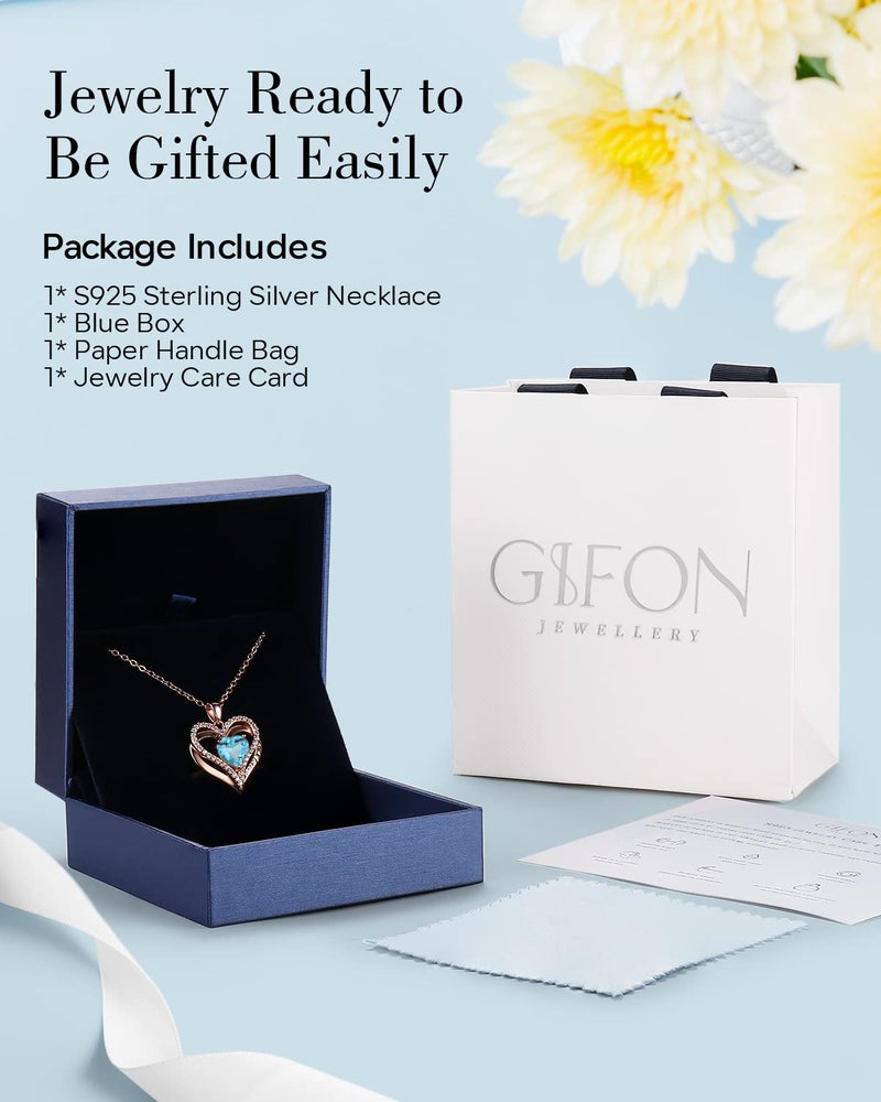 Gifon S925 Sterling Silver Necklace for Women, Jewelry for Wife Girlfriend Anniversary, Mom Birthday Christmas Gifts Necklaces, Daughter Heart Love Jewel, Gift for Her, Mar - Image 5