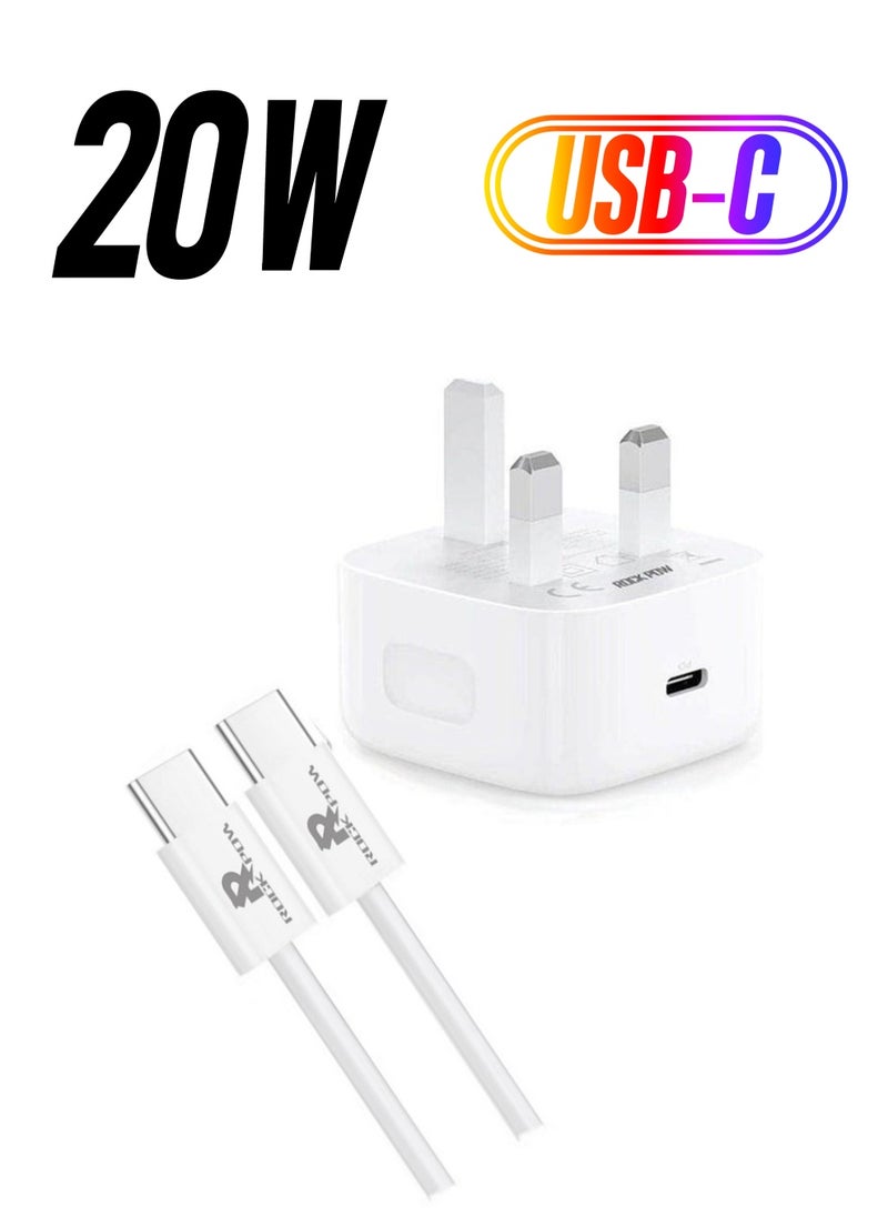 Rock Pow - Fast Charger for iPhone 16 15 Charger Type C Charger USB C Charger Block iPhone 16 Charger with 1M Cable for iPhone 16/16 Plus/16 Pro/16 Pro Max/iPhone 15/15 Pro Max/15 Plus/15 Pro/iPad Pro/AirPods - Image 1