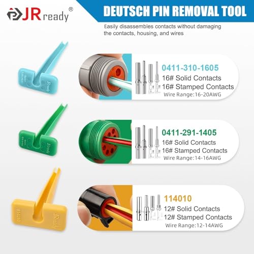 JRready ST6449 Deutsch Stamped Pin Kit 146PCS, Size 12 16 Open Barrel Contacts 18-12AWG w/Pin Removal Tool, for DT, DTP, DRC, DTV, AEC,Strike Series - Image 5