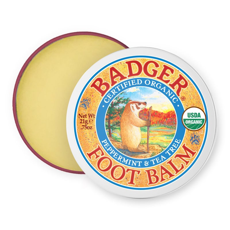 Badger foot Balm, 100% Organic Foot Cream for Dry Cracked Heels and Feet, Fast Acting Foot Care for Women & Men, All-Natural Cracked Heel Treatment, .75 oz Tin - Image 1