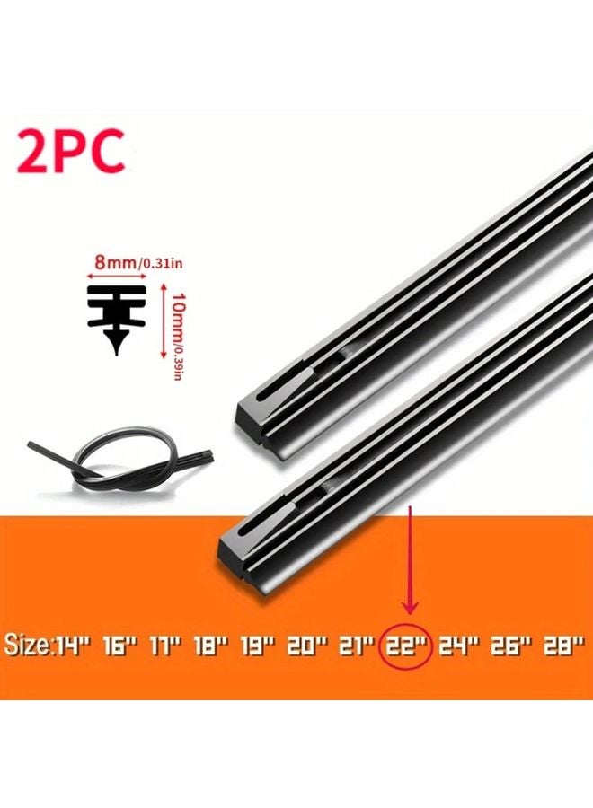 2pcs 22 Inch 550mm Universal Hybrid Frame Car Wiper Blades with Insert Rubber - Image 1