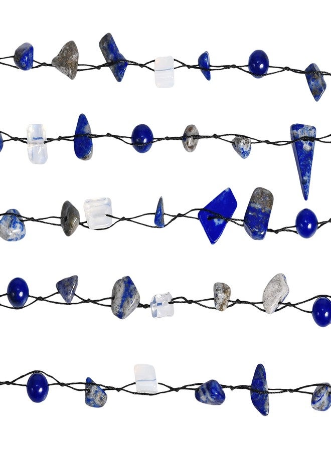 ايرافيدا قلادة إيرافيدا متعددة الخيوط بألوان زاهية وطبقات من حجر اللازورد الأزرق الصناعي وحجر القمر | مجوهرات جريئة بأسلوب بوهو للنساء - Image 3