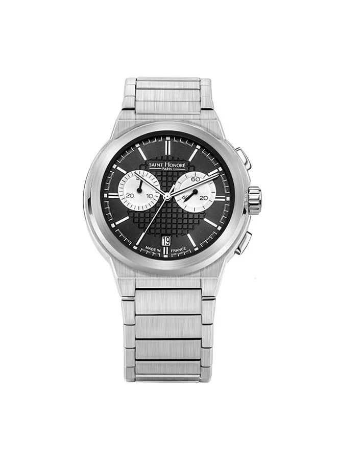 Saint Honore Paris Black Dial Silver Stainless Steel Bracelet Chronograph Watch for Men