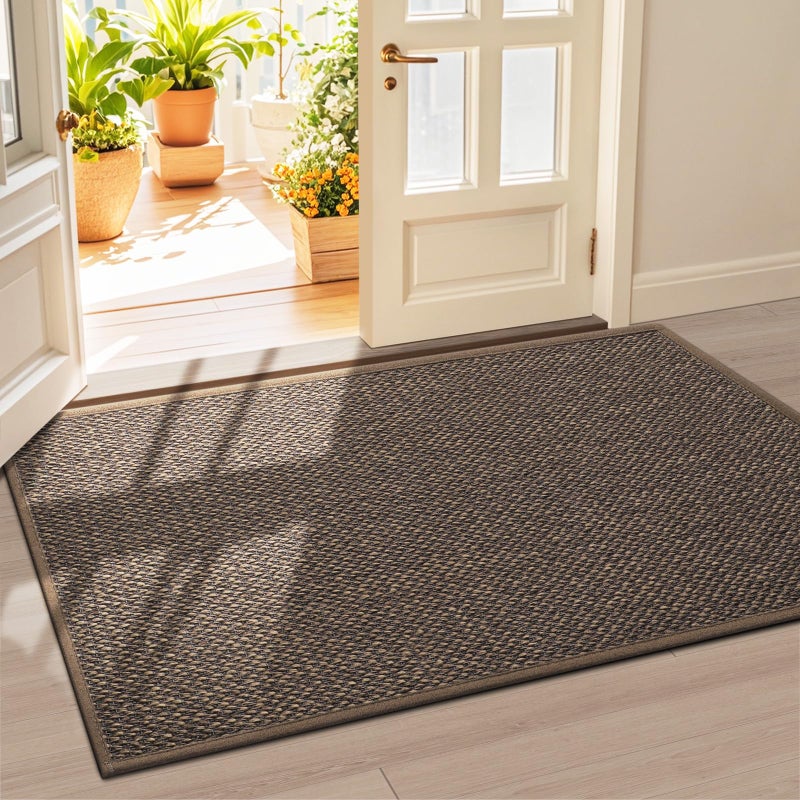 LEKEEPGO Door Mat 36"x59", Non Slip Door Mat Indoor Entrance, Rubber Backing Front Indoor Door Mats Washable Absorbent Low-Profile Doormat Entryway Entry Resist Dirt Inside Door Mats, Brown - Image 1
