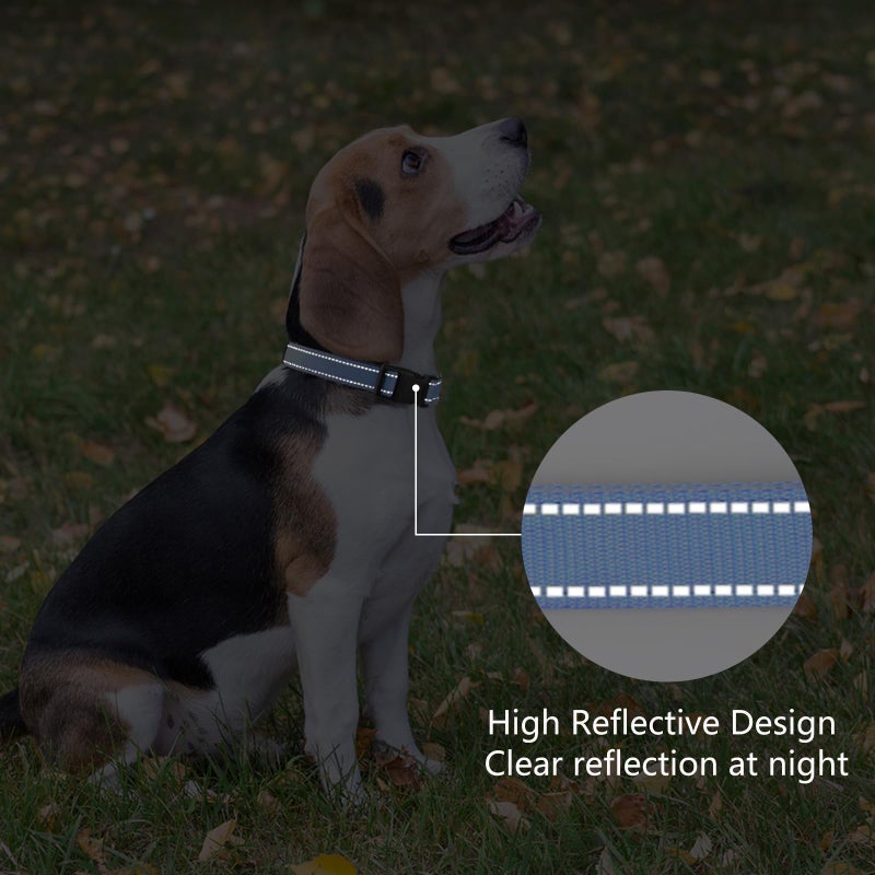 PenSeepet Reflective Dog Collar Padded with Soft Neoprene Breathable Quick Release Basic Dog Collars for Medium Dogs Blue Boy Girl - Image 5