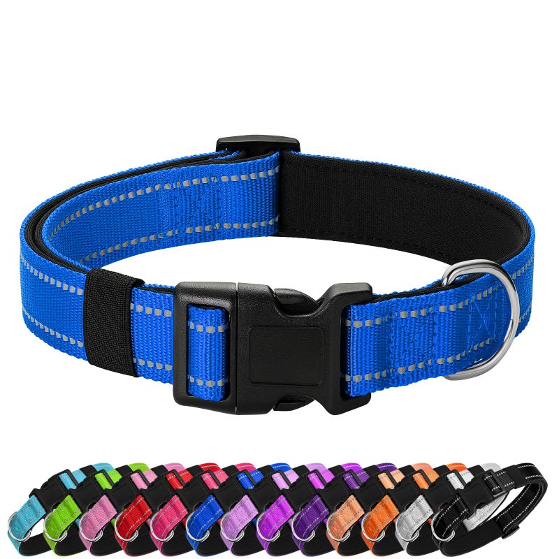 PenSeepet Reflective Dog Collar Padded with Soft Neoprene Breathable Quick Release Basic Dog Collars for Medium Dogs Blue Boy Girl - Image 1