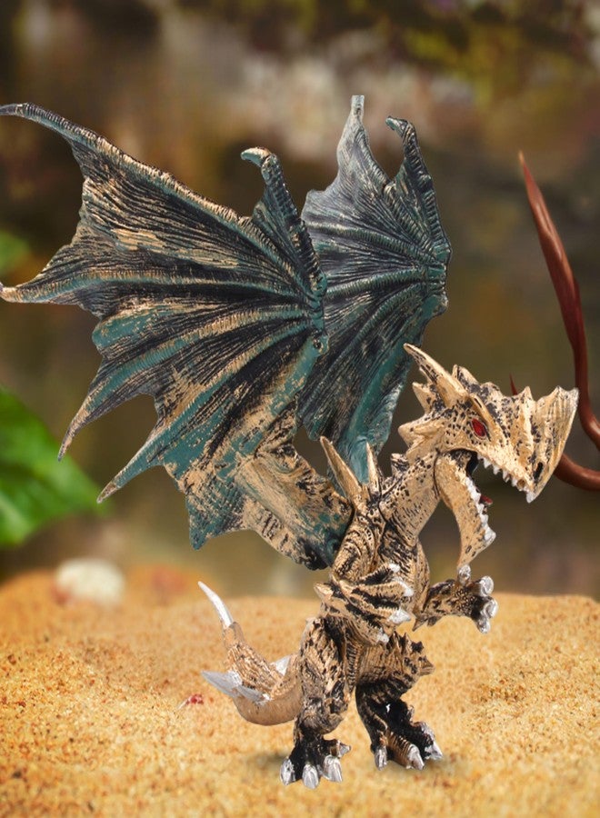 Mallexo Realistic Flying Dragons Dino Animal Toy for Kids 3+ with 1PCS Attractive Warrior Toys Action Figurine Playset for Boys and Girls Birthday Gift for Children Decor & Educational Items (Gold) - Image 2
