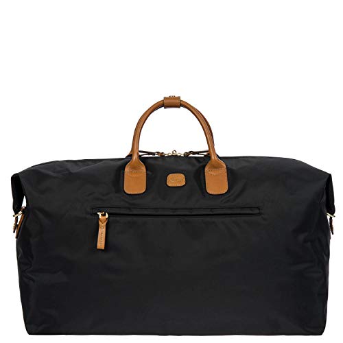 Bric's Bric’s X-Travel Deluxe Carry-On Duffel, Lightweight Water-Resistant Weekender with Italian Leather Handles, Removable Inner Pocket and Luggage Pass-Through for Versatile 2-in-1 Travel – Black - Image 1