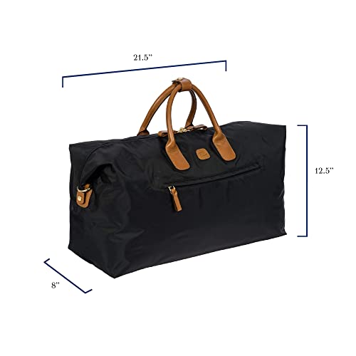 Bric's Bric’s X-Travel Deluxe Carry-On Duffel, Lightweight Water-Resistant Weekender with Italian Leather Handles, Removable Inner Pocket and Luggage Pass-Through for Versatile 2-in-1 Travel – Black - Image 3