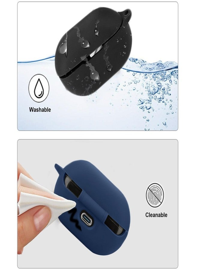 EasyBee [عبوة 2] غلاف easyBee متوافق مع سماعات SoundPEATS PearlClip Pro بلوتوث مفتوحة الأذن مع غطاء شحن مع 2 سلسلة مفاتيح، مجموعة واقية رقيقة للغاية من السيليكون السائل الناعم - أسود وأزرق - Image 4