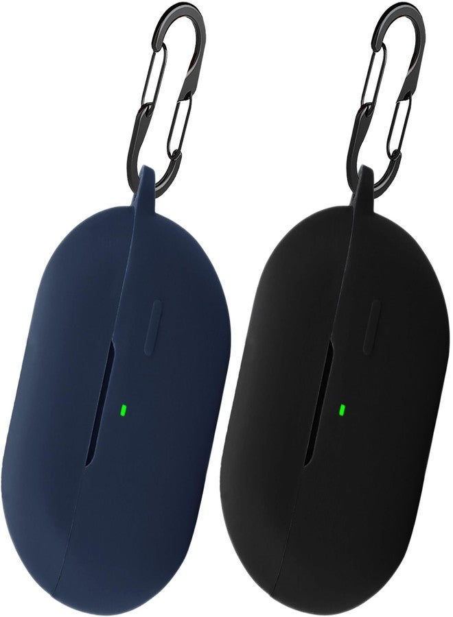 EasyBee [عبوة 2] غلاف easyBee متوافق مع سماعات SoundPEATS PearlClip Pro بلوتوث مفتوحة الأذن مع غطاء شحن مع 2 سلسلة مفاتيح، مجموعة واقية رقيقة للغاية من السيليكون السائل الناعم - أسود وأزرق - Image 1