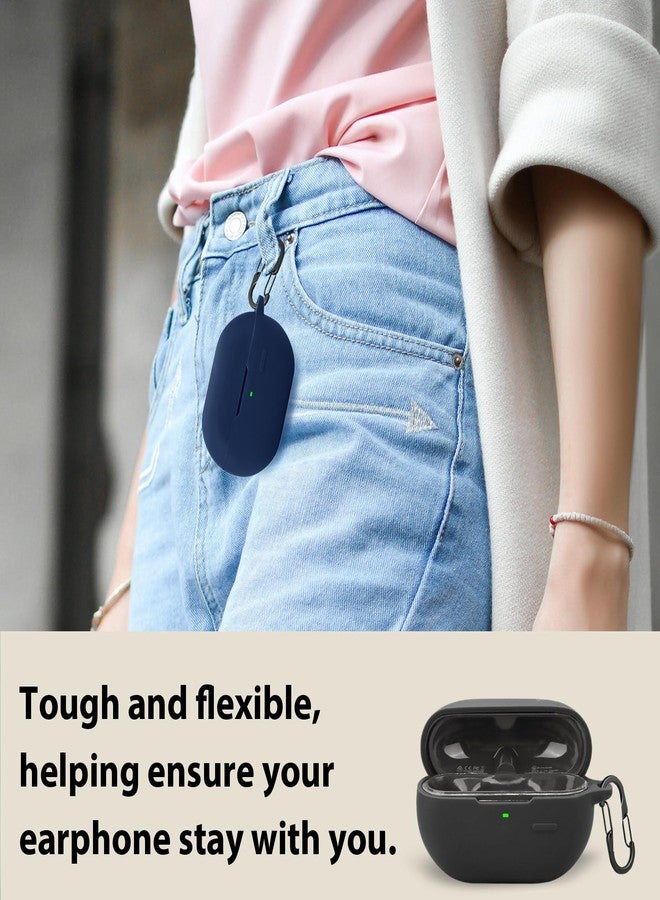 EasyBee [عبوة 2] غلاف easyBee متوافق مع سماعات SoundPEATS PearlClip Pro بلوتوث مفتوحة الأذن مع غطاء شحن مع 2 سلسلة مفاتيح، مجموعة واقية رقيقة للغاية من السيليكون السائل الناعم - أسود وأزرق - Image 3