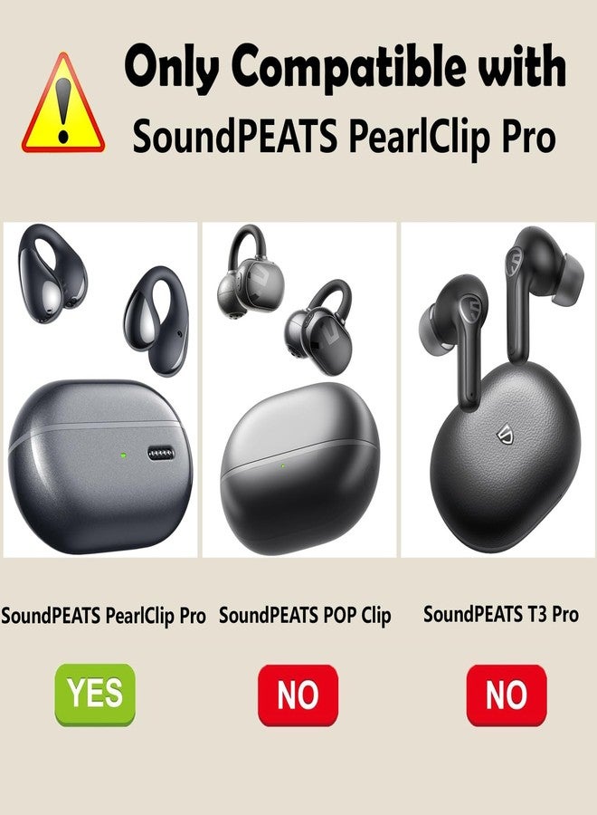 EasyBee [عبوة 2] غلاف easyBee متوافق مع سماعات SoundPEATS PearlClip Pro بلوتوث مفتوحة الأذن مع غطاء شحن مع 2 سلسلة مفاتيح، مجموعة واقية رقيقة للغاية من السيليكون السائل الناعم - أسود وأزرق - Image 2