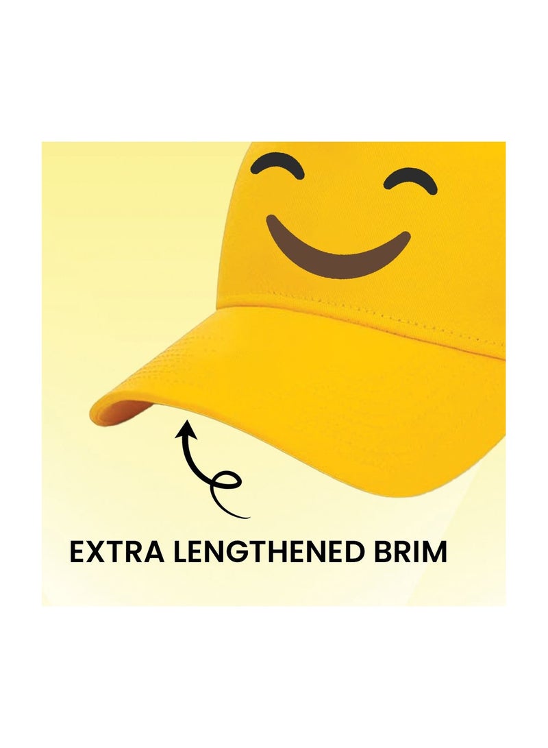 برينت شوب فور مي قبعة شبكية بوجه مبتسم باللون الأصفر للأطفال مع إغلاق بلاستيكي قابل للتعديل - قبعة بيسبول للجنسين للأولاد والبنات - مثالية للأنشطة الخارجية والرياضة - Image 5