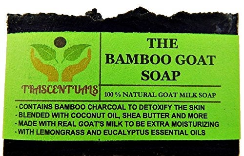 Trascentuals Activated Bamboo Charcoal Soap With Goat Milk Also Contains Lemongrass and Eucalyptus Essential Oils For Skin Detoxification Comes in Box - Image 1