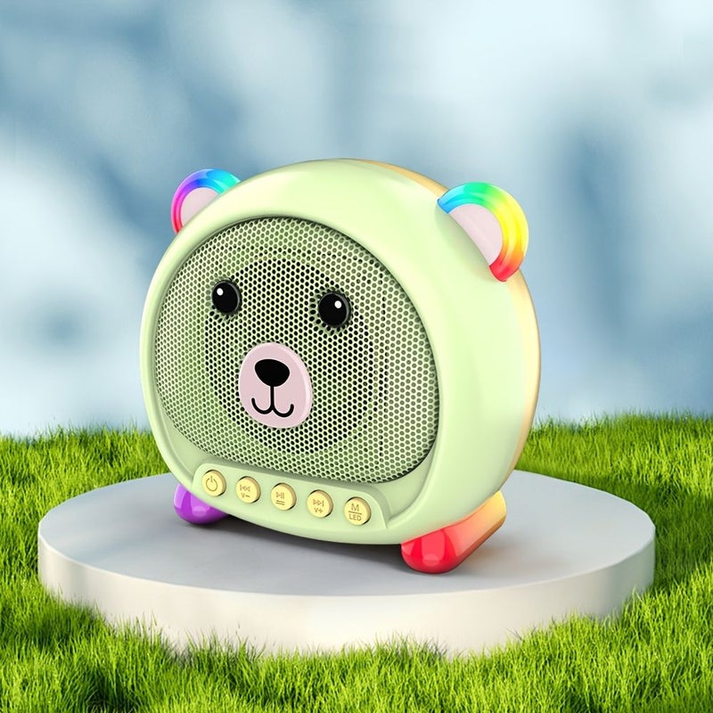 Portable Karaoke Speaker With Two Wireless Microphones Multi Color Changing Lights Supports Aux Usb Tf Tws Light Green For Family Gatherings Women Girls - Image 2