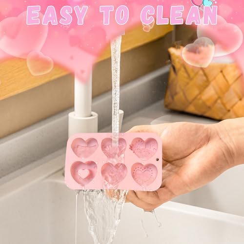 Vidotim 2-Pack Heart Silicone Mold for Chocolates,6-Cavity Silicone Heart Chocolate Mold,Nonstick Heart Shaped Silicone Mold for Cupcakes,Candy,Jelly,Ice Cubes,Muffins(2.06"(2Pcs)) - Image 5