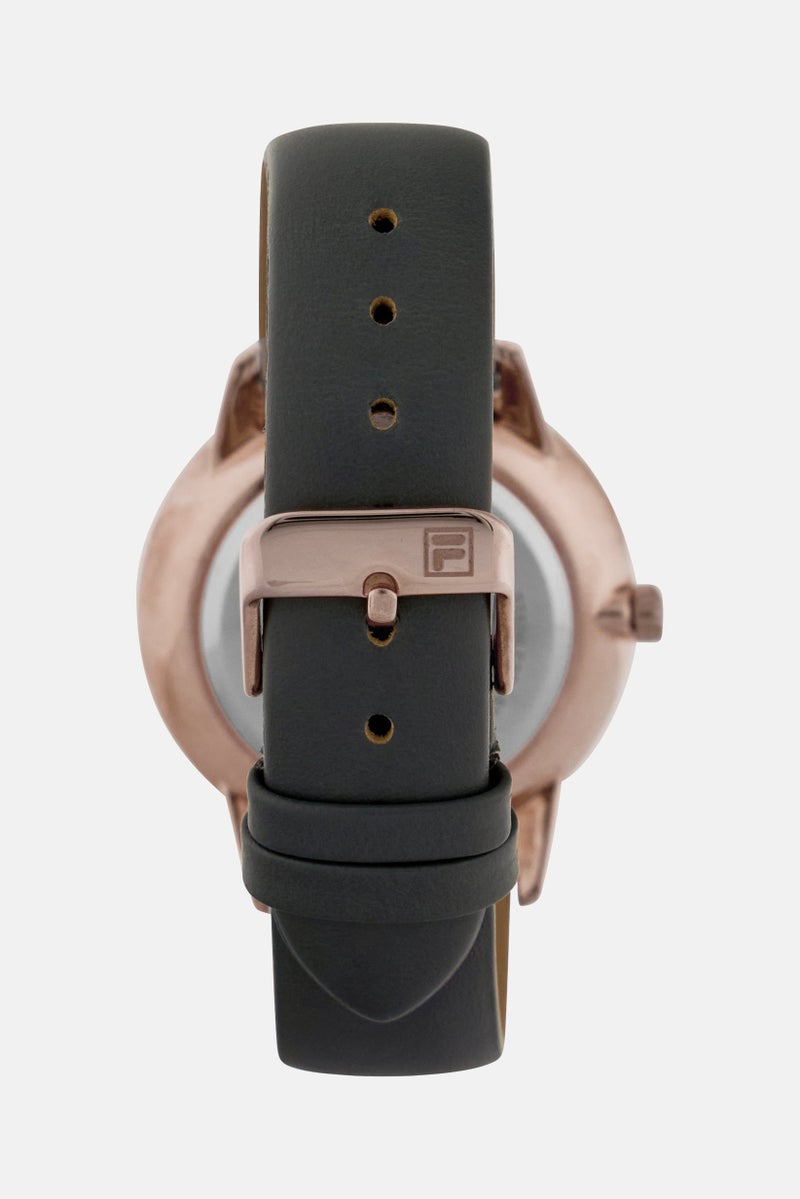 FILA Women 38-198-003 Leather Analog Watch 38 mm, Grey - Image 3