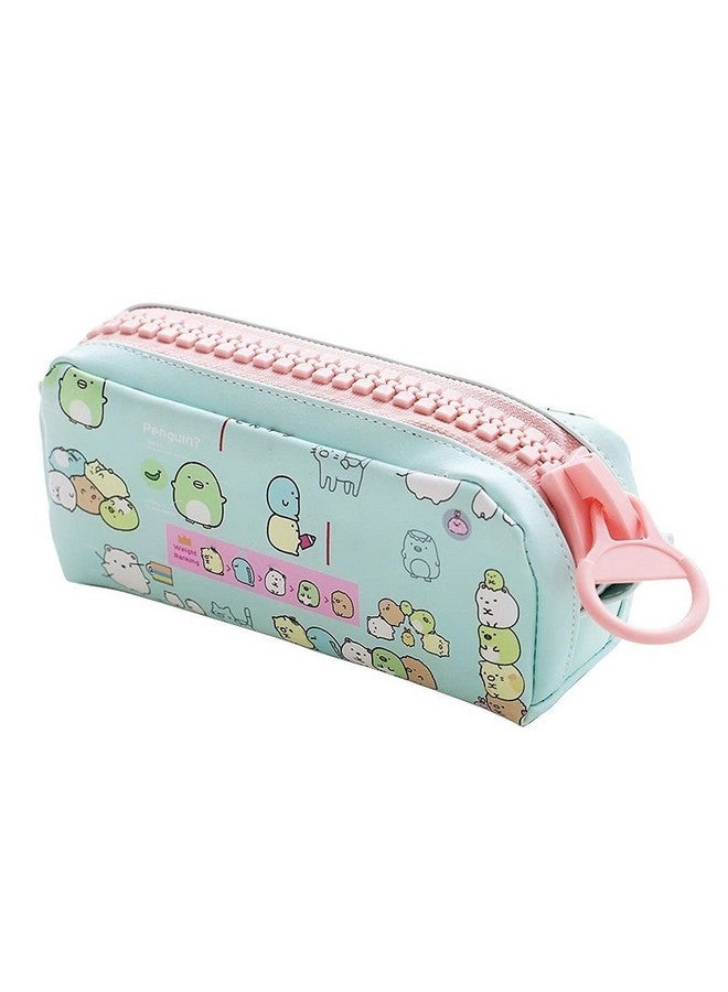 wolpin Polyurethane 1Pc Pencil Case Large Capacity Pencil Pouch Bag Pu For Boys & Girls Students With Large Zipper Closure Portable Stationery Bag Organizer, Multicolour - Image 1