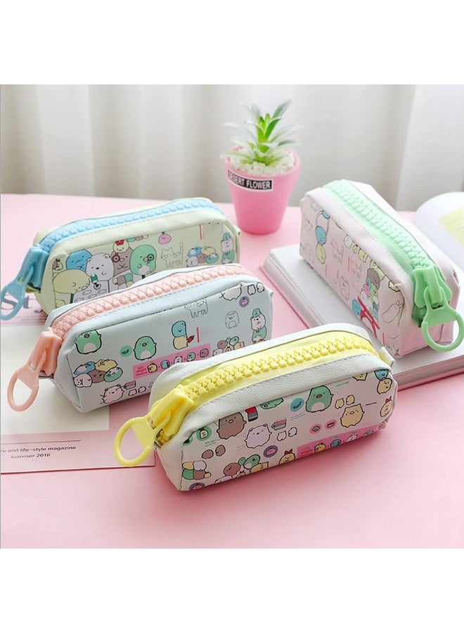 wolpin Polyurethane 1Pc Pencil Case Large Capacity Pencil Pouch Bag Pu For Boys & Girls Students With Large Zipper Closure Portable Stationery Bag Organizer, Multicolour - Image 2