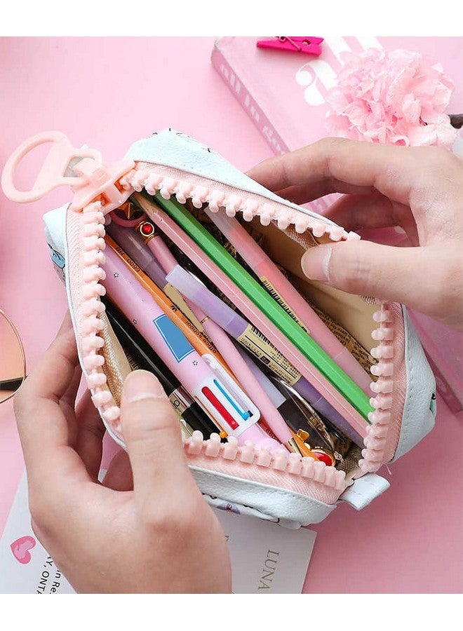 wolpin Polyurethane 1Pc Pencil Case Large Capacity Pencil Pouch Bag Pu For Boys & Girls Students With Large Zipper Closure Portable Stationery Bag Organizer, Multicolour - Image 5