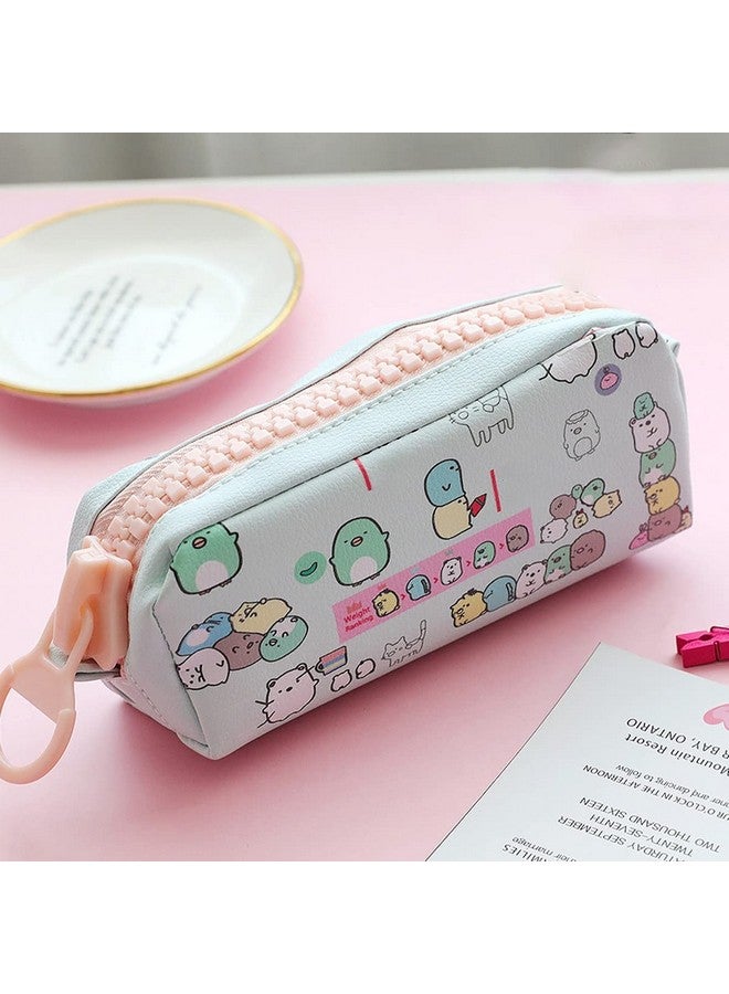 wolpin Polyurethane 1Pc Pencil Case Large Capacity Pencil Pouch Bag Pu For Boys & Girls Students With Large Zipper Closure Portable Stationery Bag Organizer, Multicolour - Image 3
