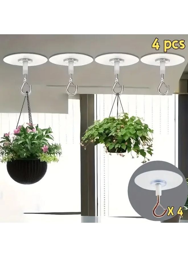 4pcs Heavy Duty Self Adhesive Ceiling Hooks No Drill Installation For Decor - Image 1
